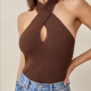 reformation renley cotton halter sweater
